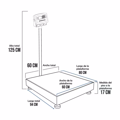Balanza de Plataforma Weighing Indicator 7516 de 600 Kilos 80 x 60 cm