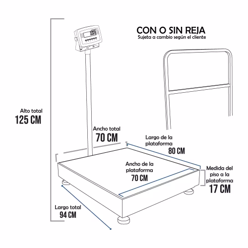 Balanza de Plataforma Weighing Indicator 7516 de 600 Kilos 80 x 70 cm
