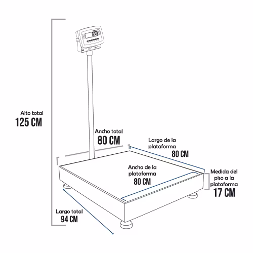Balanza de Plataforma Weighing Indicator 7516 de 600 Kilos 80 x 80 cm