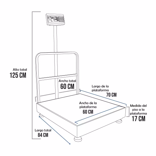 Balanza de Plataforma e-Accura SB-51 de 500 Kilos 70 x 60 cm
